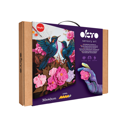 image1_3D Modeling+Painting Kit 30x40cm - Hummingbirds in Love